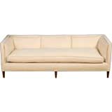 1940s White Wool Sofa With Festooned Back & Side Cushions