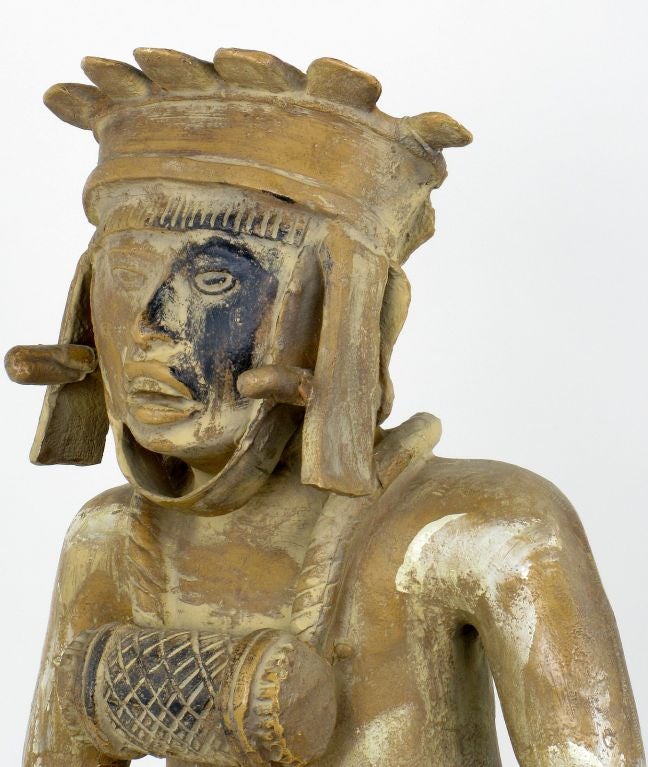 Mayan Figural Statue Of Glazed Terra Cotta 1