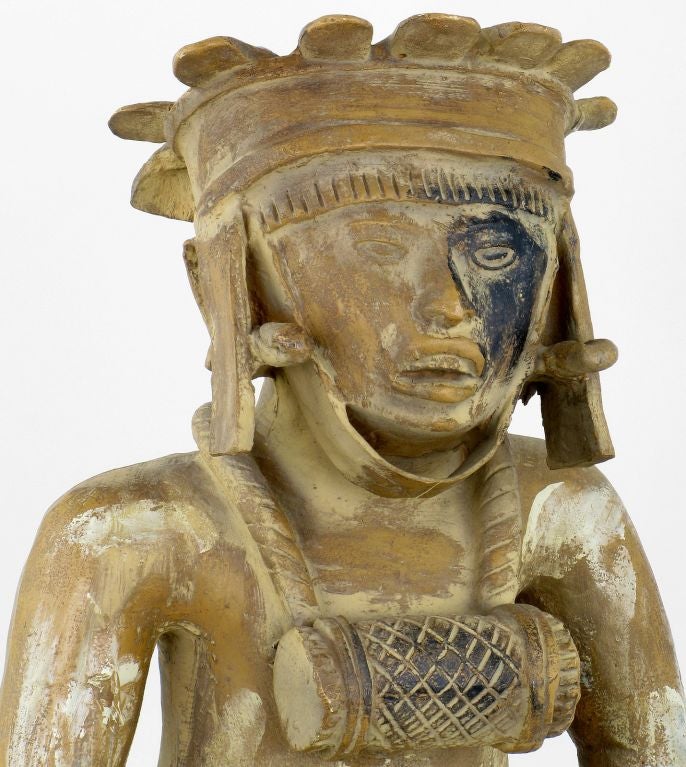 Mayan Figural Statue Of Glazed Terra Cotta 3