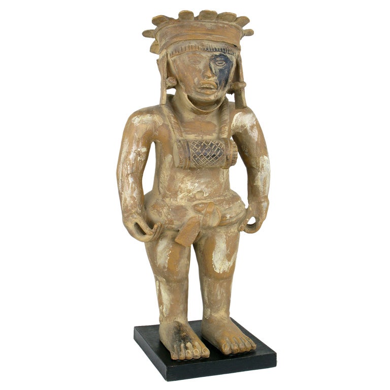 Mayan Figural Statue Of Glazed Terra Cotta