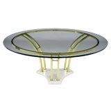 Carrera Marble And Brass Bar Round Coffee Table