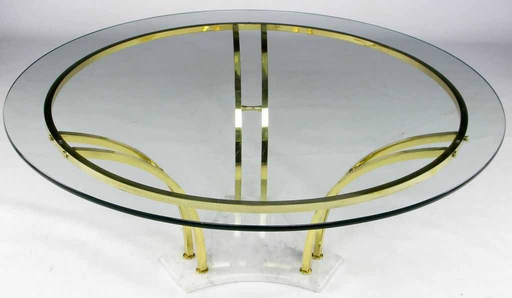 Carrera Marble And Brass Bar Round Coffee Table