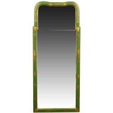 Vintage Green Lacquer And Gilt Queen Anne Chinoiserie Wall Mirror