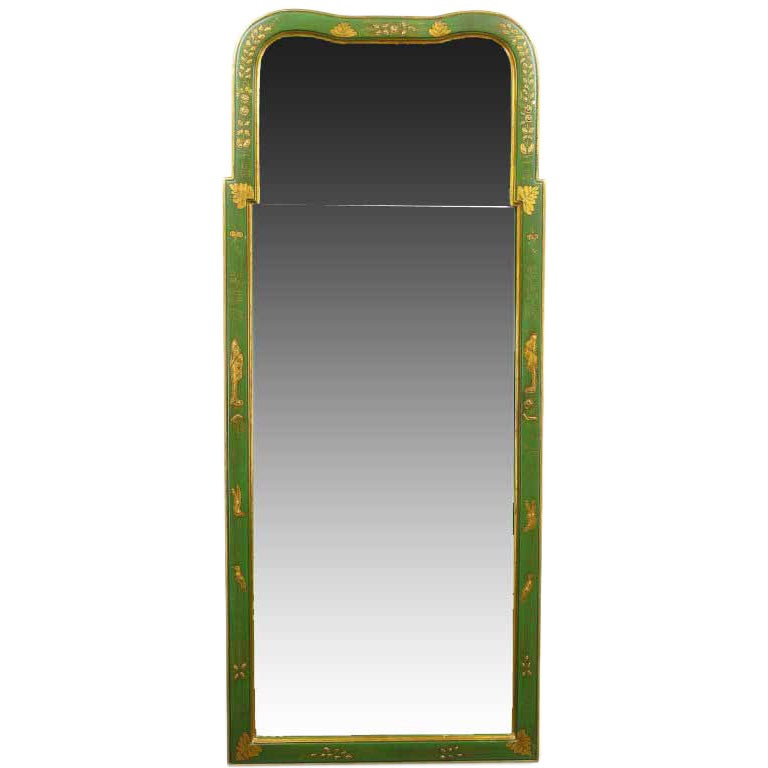 Green Lacquer And Gilt Queen Anne Chinoiserie Wall Mirror