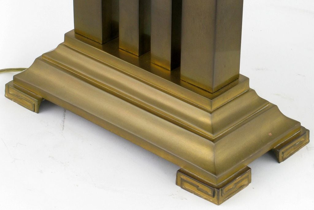 Greek Revival Bronze Columned Table Lamp For Sale 1