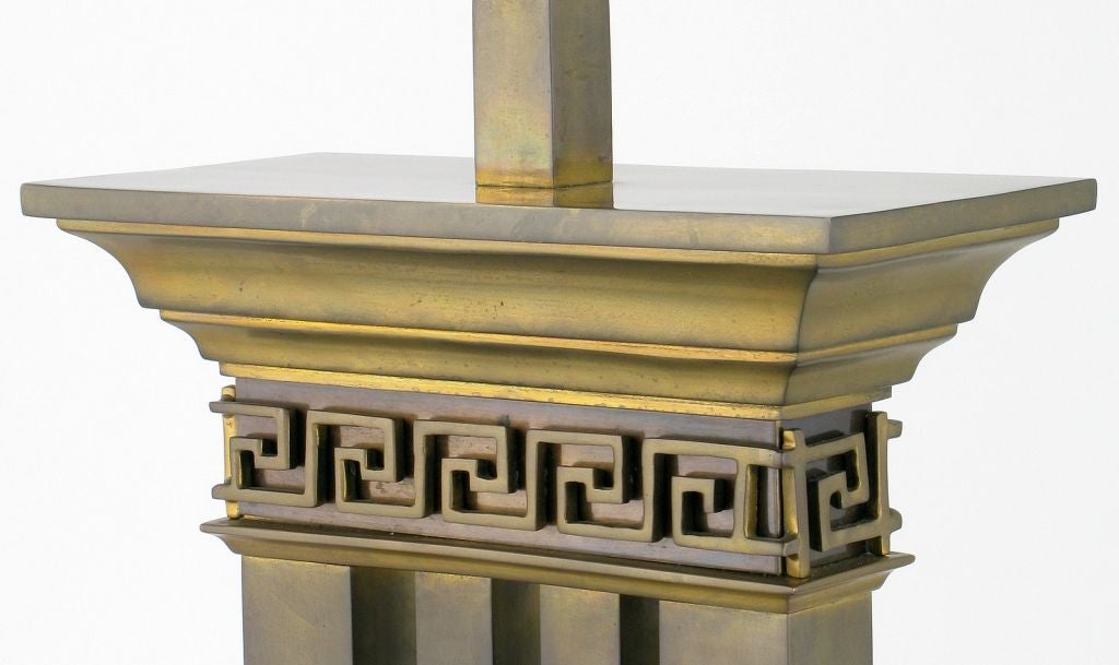 Greek Revival Bronze Columned Table Lamp For Sale 2
