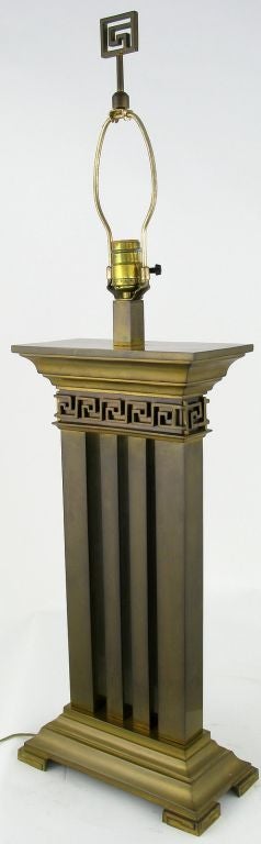 American Greek Revival Bronze Columned Table Lamp For Sale