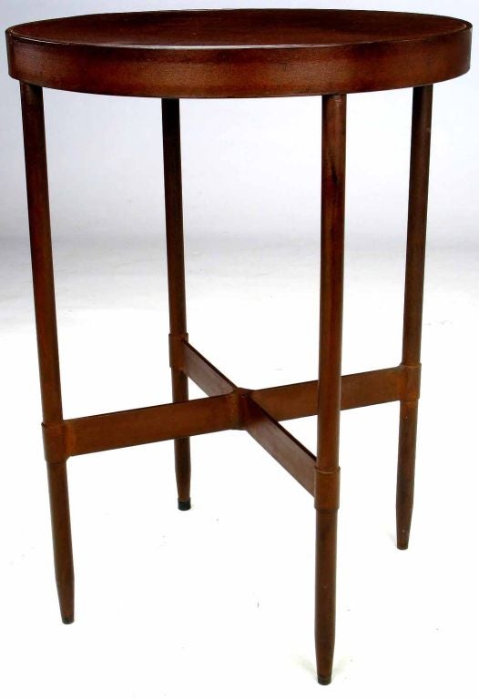 Round Solid Iron Side Table In Patinated Lacquer