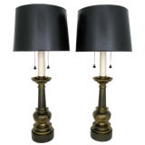 Impressive Pair Of Neoclassical Brass Table Lamps By Stiffel