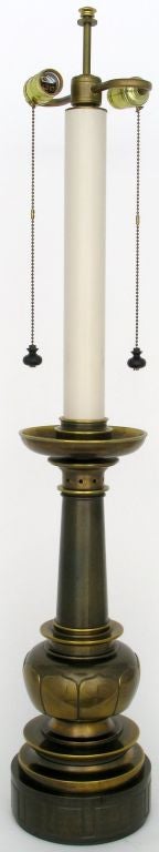 American Impressive Pair Of Neoclassical Brass Table Lamps By Stiffel