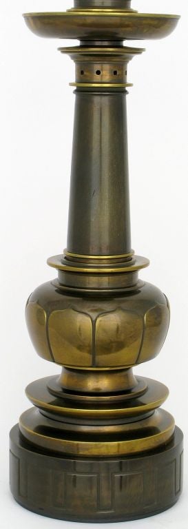 Impressive Pair Of Neoclassical Brass Table Lamps By Stiffel 1