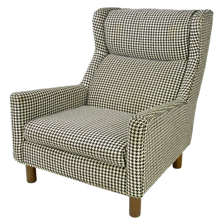 Selig Club Chair In Original Black & White Houndstooth Fabric