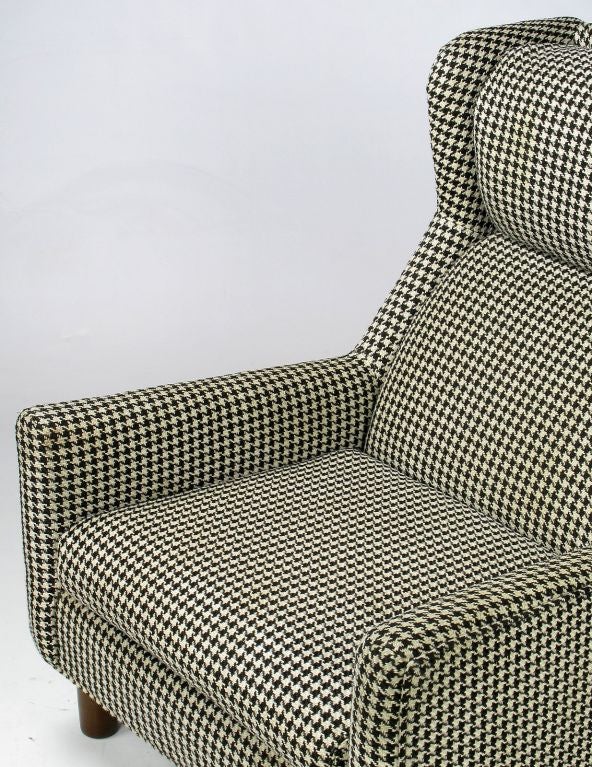 Mid-20th Century Selig Club Chair In Original Black & White Houndstooth Fabric