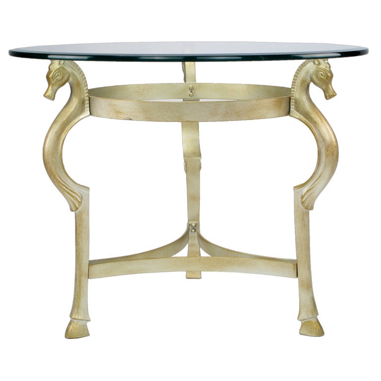Silver Washed Bronze Side Table With Horse Heads And Hooves