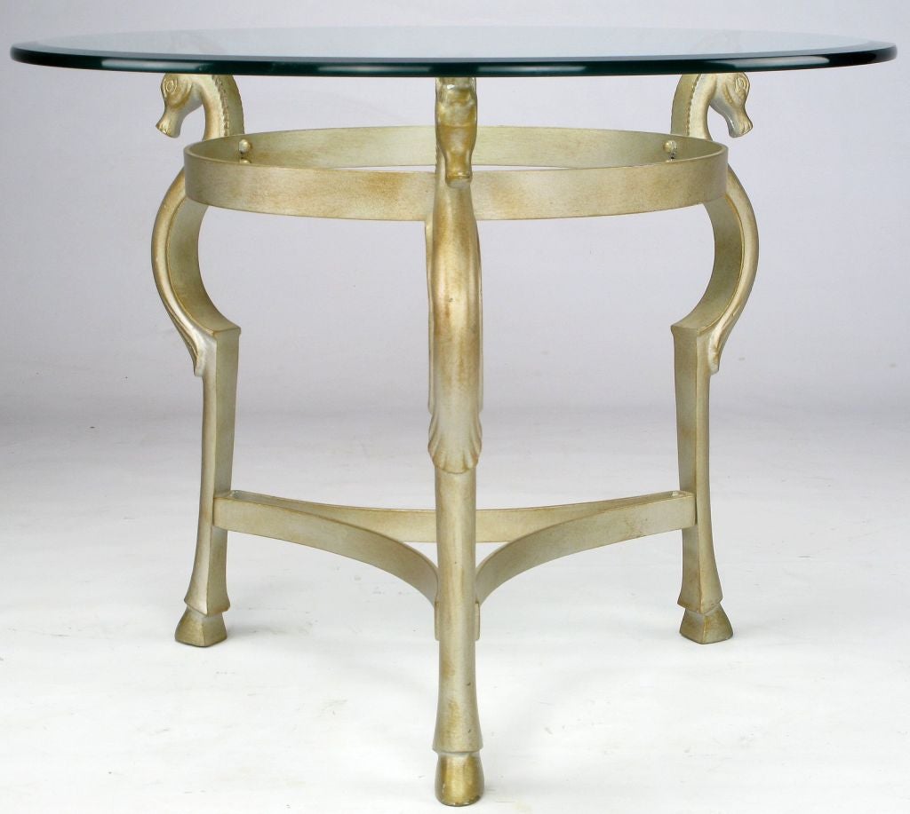 Silver Washed Bronze Side Table With Horse Heads And Hooves