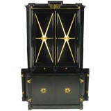 Grosfeld House Black Lacquer And Parcel Gilt Tall Cabinet