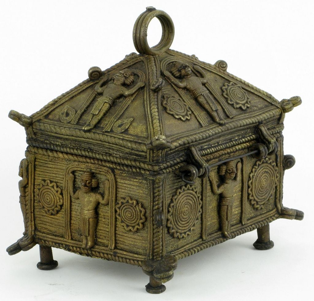 Mesoamerican Bronze Casket Adorned With Mayan Warriors 1