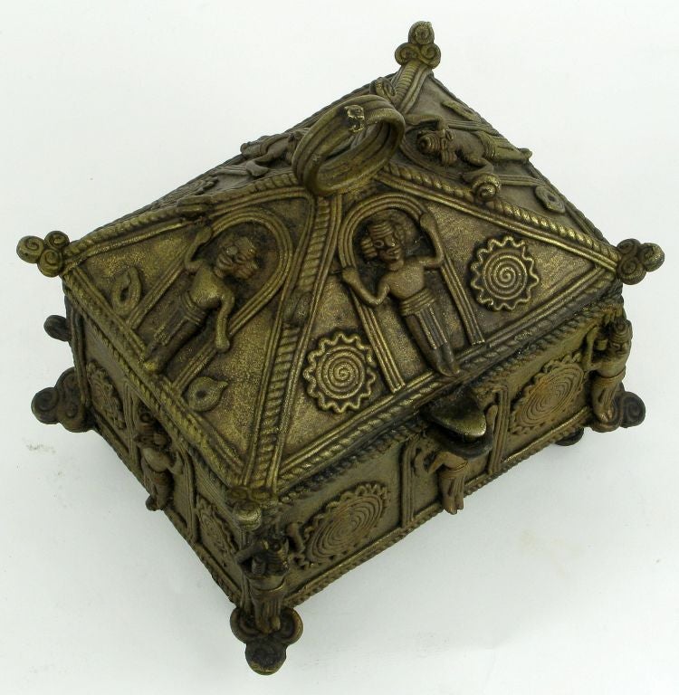 Mesoamerican Bronze Casket Adorned With Mayan Warriors 3