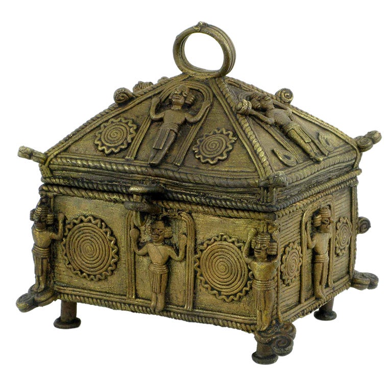 Mesoamerican Bronze Casket Adorned With Mayan Warriors