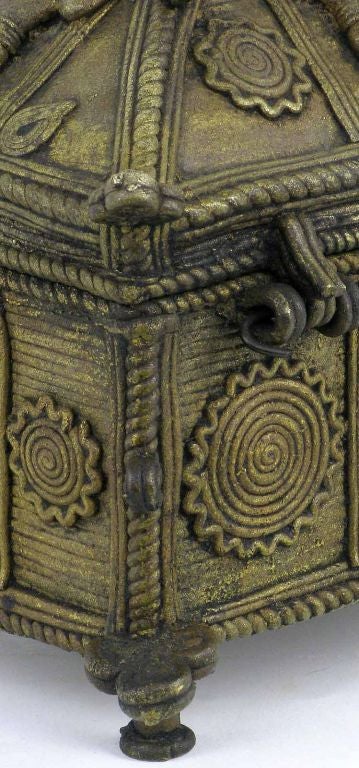 19th Century Mesoamerican Bronze Casket Adorned With Mayan Warriors