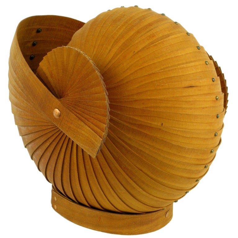 Stylized Carved And Segmented Wood Nautilus Shell
