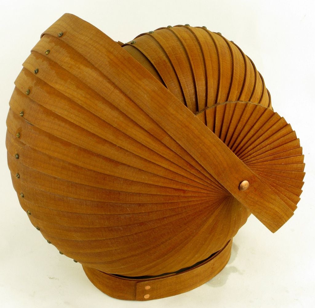 American Stylized Carved And Segmented Wood Nautilus Shell