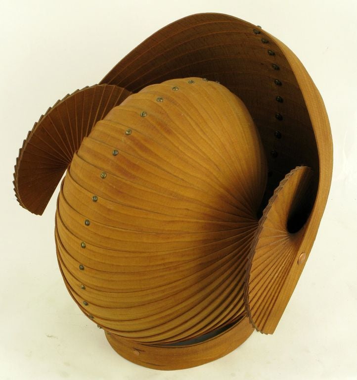 20th Century Stylized Carved And Segmented Wood Nautilus Shell