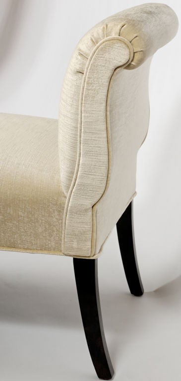 American 1940s Velvet Scrolled Arm Bench