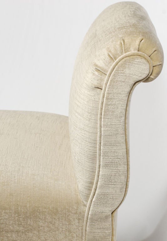 20th Century 1940s Velvet Scrolled Arm Bench