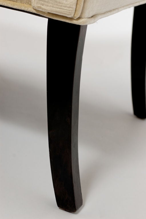 Wood 1940s Velvet Scrolled Arm Bench