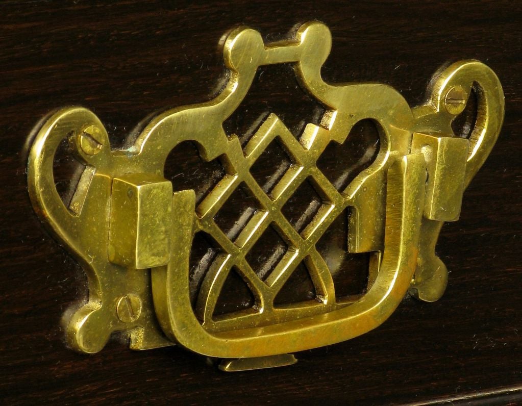 Pair Mahogany Campaign Commodes With Arabesque Brass Inlay 5