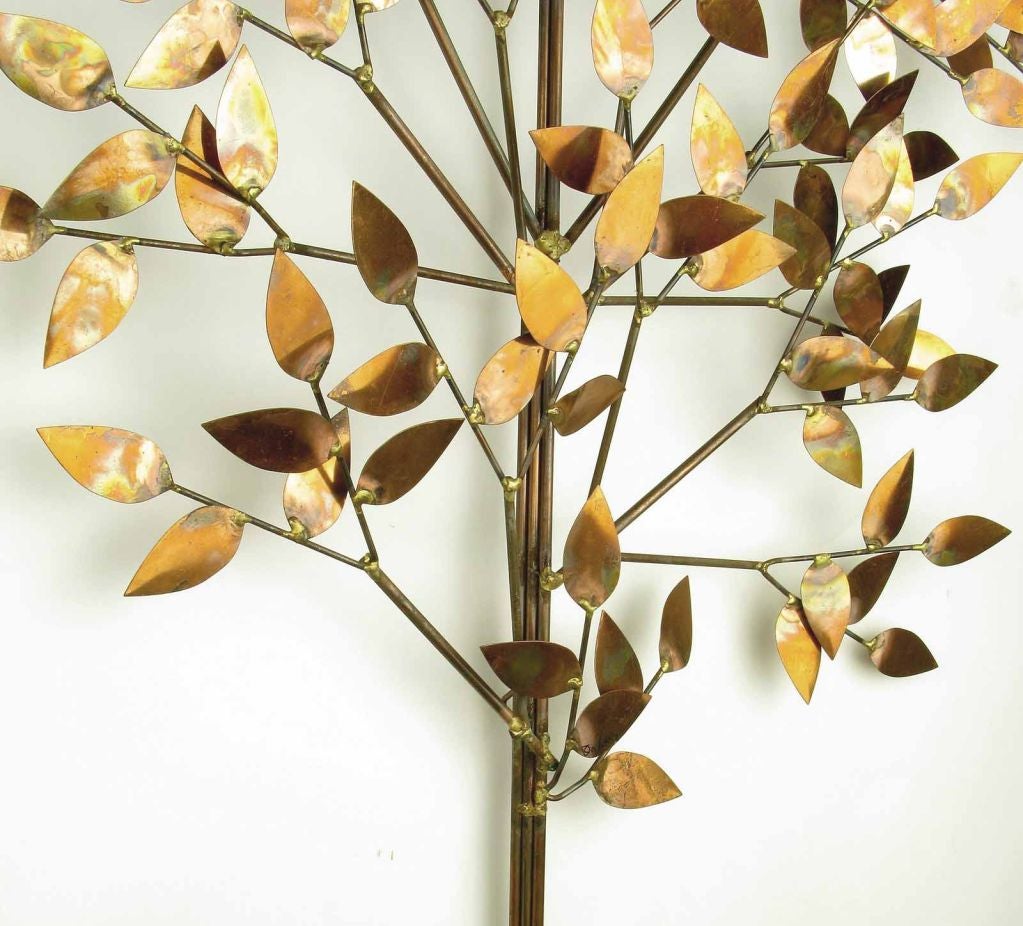 American Copper & Brass Tree Wall Sculpture By Curtis Jere