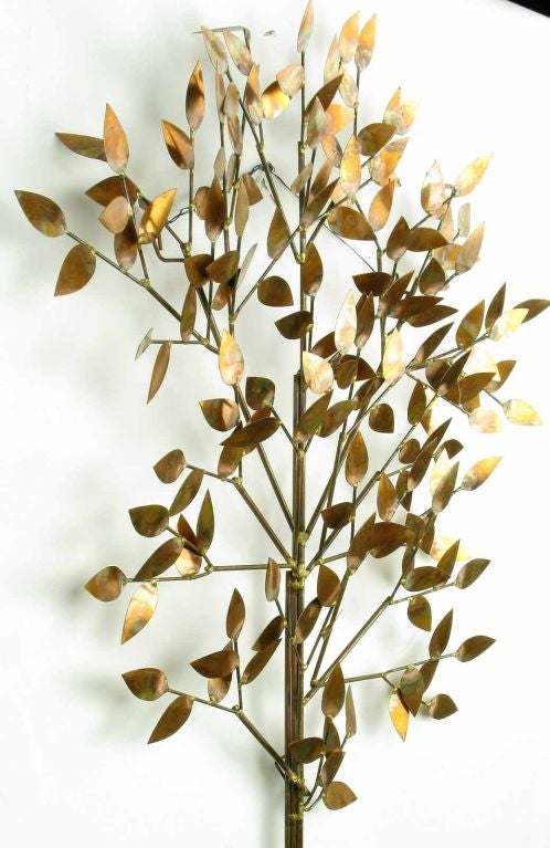 Large scale wall hanging tree sculpture by famed metal artist Curtis Jere. The leaves are copper for autumnal coloration.
