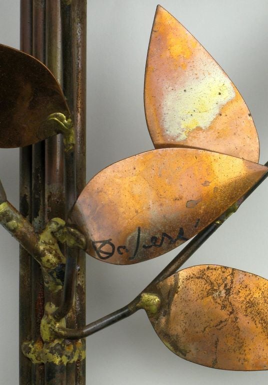 Copper & Brass Tree Wall Sculpture By Curtis Jere 1