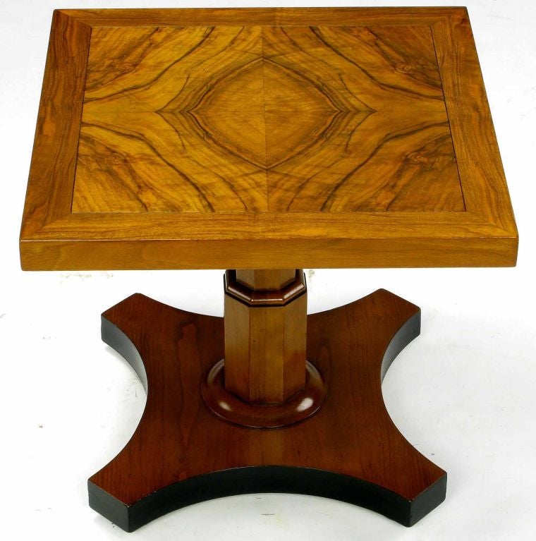 Pair Figural Bookmatched Walnut Side Tables From Baker 1