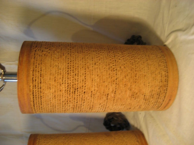 Pair of Corrugated Cardboard Lamps