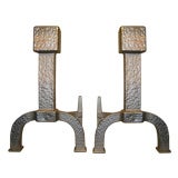 Pair of Nickeled Andirons