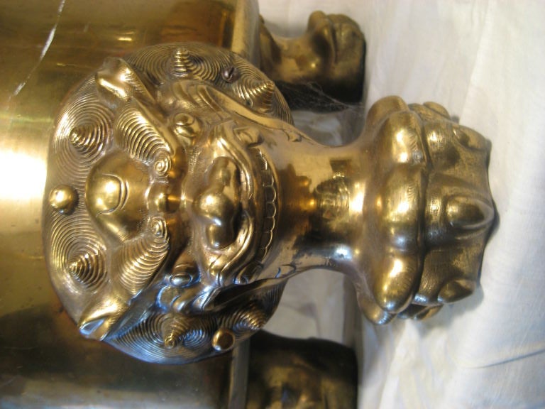 Mid-20th Century Chinese Brass Pot with Foo Dog Legs