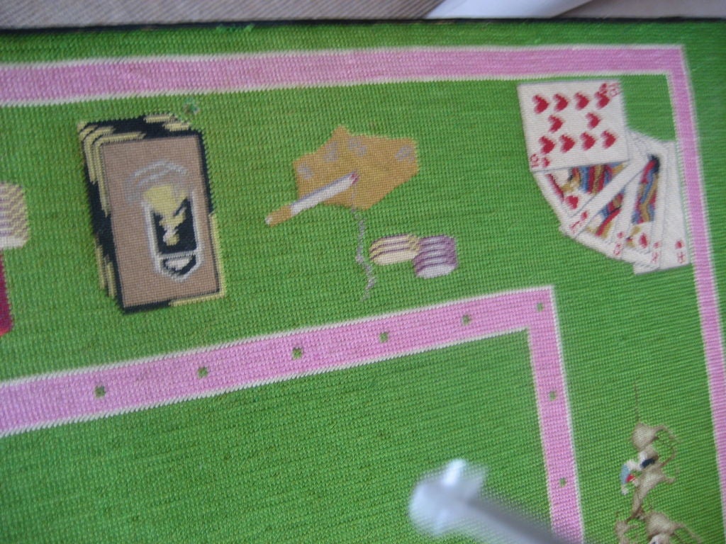 Mid-20th Century Needlepoint Top Folding Card Table