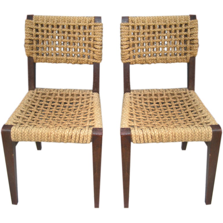 Set of Four Rope Side Chairs by Audoux-Minet by VIBO