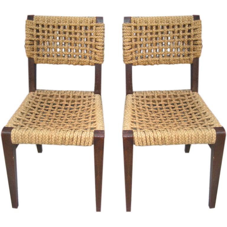 Set of Four Rope Side Chairs by Audoux-Minet by VIBO