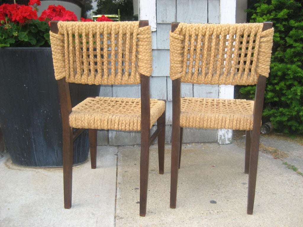 French Set of Four Rope Side Chairs by Audoux-Minet by VIBO