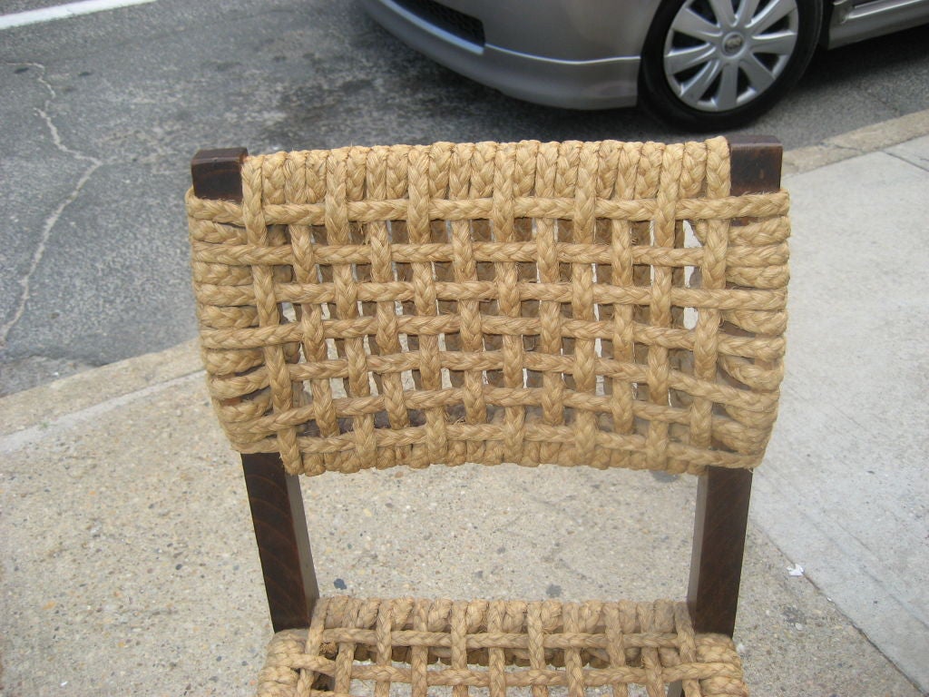 Wood Set of Four Rope Side Chairs by Audoux-Minet by VIBO