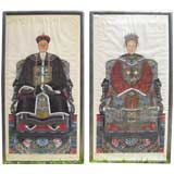Antique Outstanding pair of chinese ancestral portraits