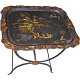 Antique tole tray on a custom 20th cent. base