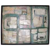 Abstract mid-century mixed-media signed Pat Olmsted