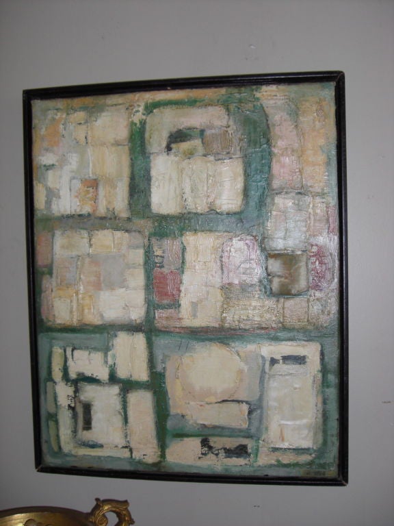 Abstract mid-century mixed-media signed Pat Olmsted