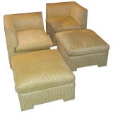 Pair of Directional corner chairs and ottomans
