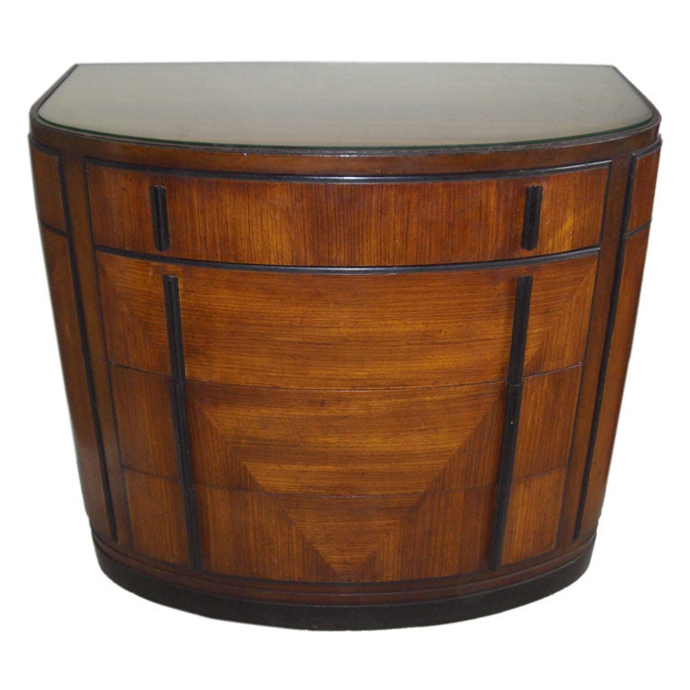A 1940's bow-front chest of Drawers by laurence Emmons Inc.