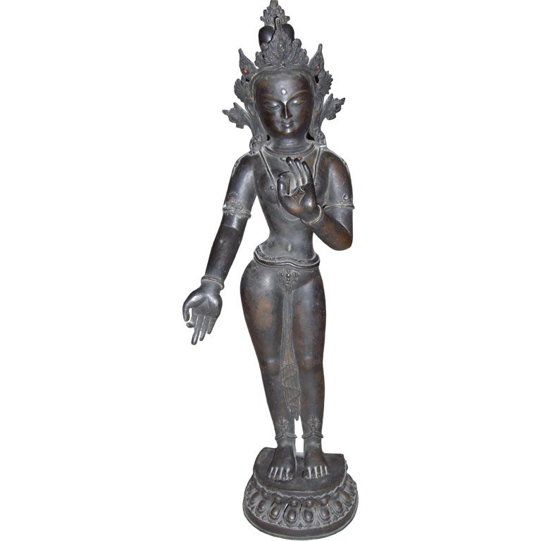 19th century Indian bronze Statue of a hindu Goddess Tara